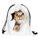 Men's Women's Print Shoulder Drawstring Bag Backpack String Bags School Rucksack Gym Handbag (animals,foods)15