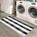 MORECARE Buffalo Plaid Rug, Set of 2 Cotton Hand-Woven Durable Black and White Kitchen Rug Farmhouse Checkered Plaid Doormat Carpet for Bedroom Laundry Porch Bathroom, 18''x 28'' and 24'' x 51