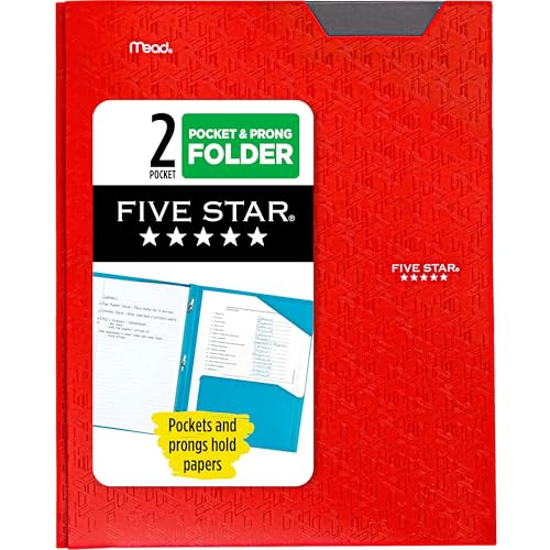 Five Star 2-Pocket Plastic Folder Fire Red