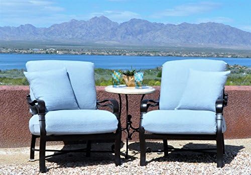 Pair (2 sets) CushyChic Outdoors Slipcovers for 2 Piece Deep Seat Cushions In Air Blue, Plus Your Color Choice of 2 Pillow Slips (Air Blue with Matching Square Pillow Slips)
