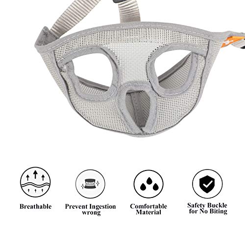wintchuk Short Snout Dog Muzzle Mesh Mask-Stop Dog for Biting Barking Chewing, Adjustable(M, Grey) - Thumbnail 2