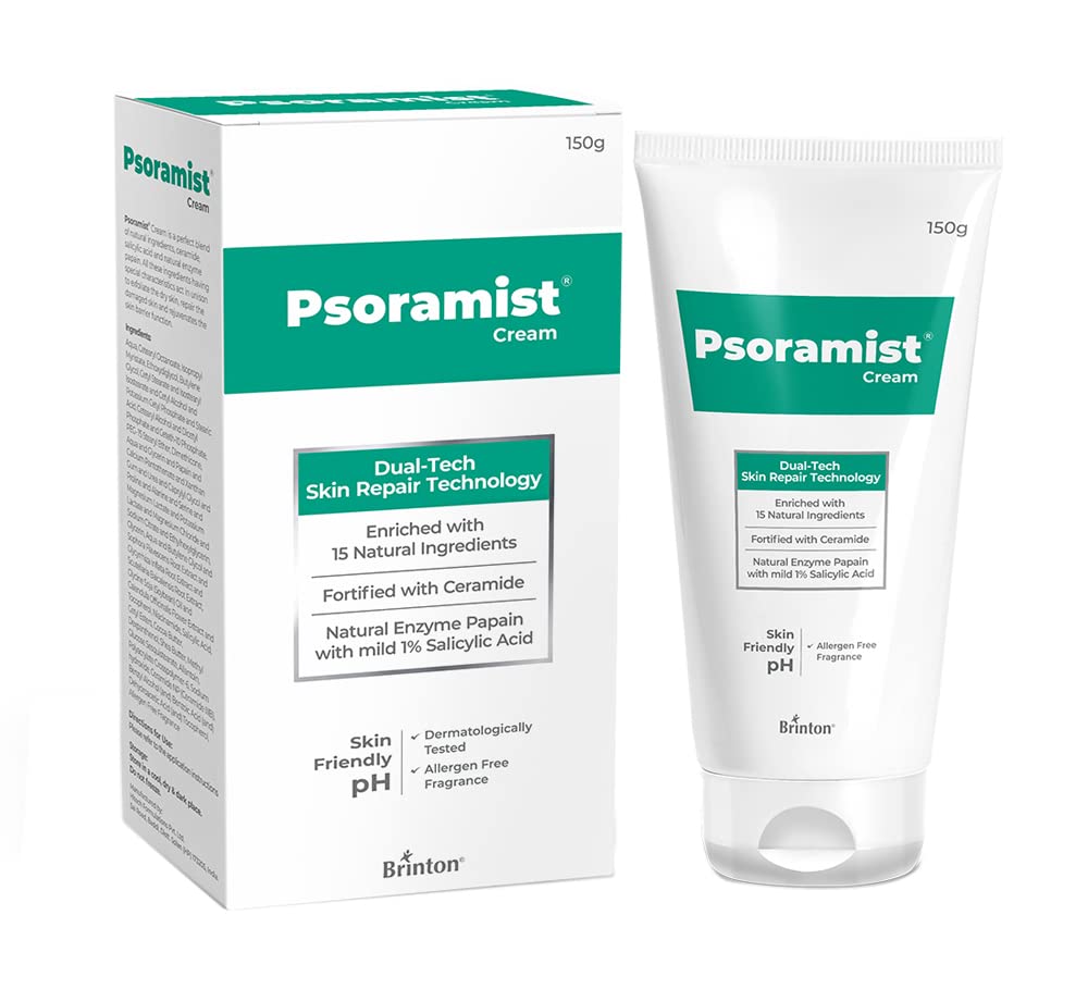 Psoramist Moisturizing Cream for Psoriasis | Natural Enzyme Papain with 1% Salicylic Acid | Enriched with 15 Natural Ingredients | Skin Friendly PH | Dermatologically Tested - 150g