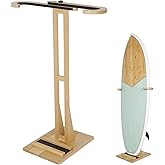 JUSTOOP Surfboard Stand Racks, Sturdy Surfboard Racks Standing with Floor-Standing Design,Stand Shortboard and Longboard Organizer, Beech Wood, 1PCS