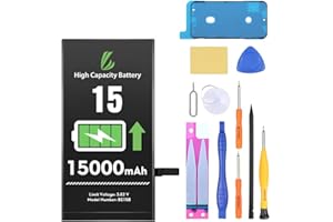 LL TRADER Battery for iPhone 15, 15000mAh High Capacity Replacement Battery for iPhone 15 with Full Set Repair Tool Kit