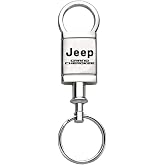 Jeep Grand Cherokee Logo Metal Satin Chrome Valet Pull Apart Key Chain Ring Fob