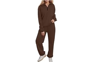 HOUJIBFA Womens 2 Piece Outfits Lounge Half Zip Hoodie Sweatsuit Sets Oversized Sweatshirt Baggy Fall Fashion Sweatpants