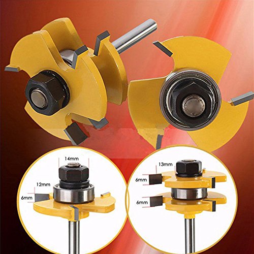 2Pcs Tongue & Groove Router Bit 3/4" Stock 1/4" Shank For Woodworking