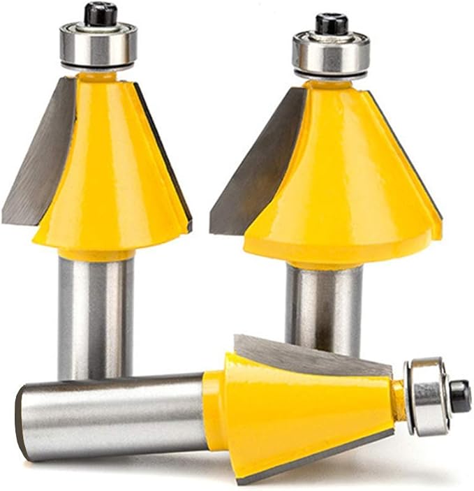3 Pcs 1/2" Shank Chamfer Router Bits, Chamfer & Bevel Edge Forming