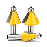 3 Pcs 1/2" Shank Chamfer Router Bits, Chamfer