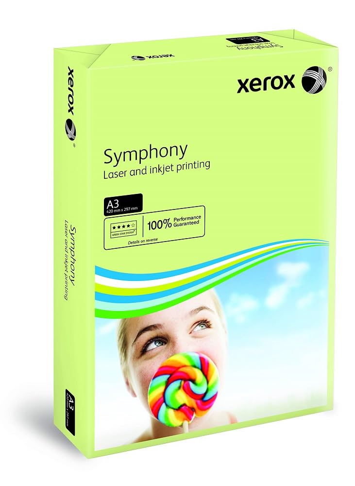 Xerox Symphony Pastel 003R91955 Printer/Copier Paper Coloured DIN A3 80 g/m² 500 Sheets Suitable for Colour Laser and Inkjet Printers/Green