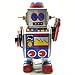 Off the Wall Toys Vintage Style Silver Robot MS235 Retro Clockwork Wind Up Tin Toy