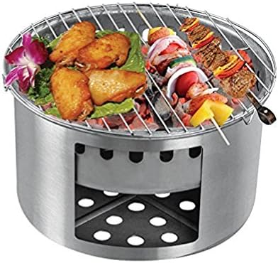 Augustona Multifunctional Camping Portable BBQ Grill Oven Cooking stove Charcoal Barbecue Stove Roasting Tray Meat Cooker