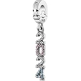 2024 New Years Red White Blue CZ Clip On Open Clasp Pendant 925 Sterling Silver Charm For Pandora & Other Link Charm Bracelets/Necklaces