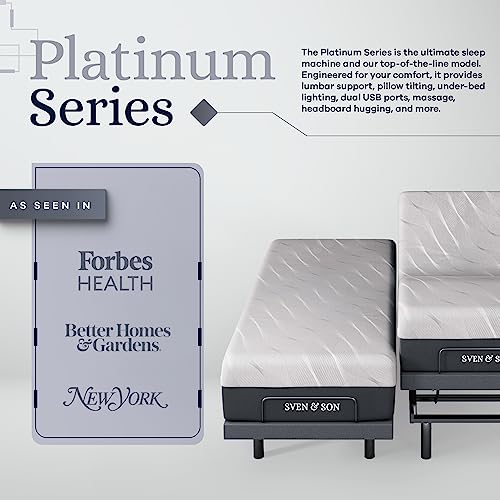 Sven & Son Platinum Series Adjustable Bed Base + 12" Premium Memory Foam Mattress, Platform