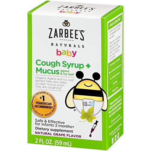 Zarbee's Naturals Baby Cough Syrup + Mucus, Natural Grape Flavor, 2 Fl. Ounces, safe and effective for infants 2 months+ Safe, effective, drug free (Best Most Effective Cough Medicine)