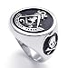 TEMEGO Jewelry Mens Stainless Steel Ring, Embossed Freemason Masonic Symbol Skull Band,Black Silver