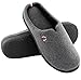 ULTRAIDEAS Men’s Cozy Warm Slip on Slip-Resistant Polar Fleece Lined Cotton Slippers House Slippers Indoor Outdoor (L/11-12 D(M) US, Grey)