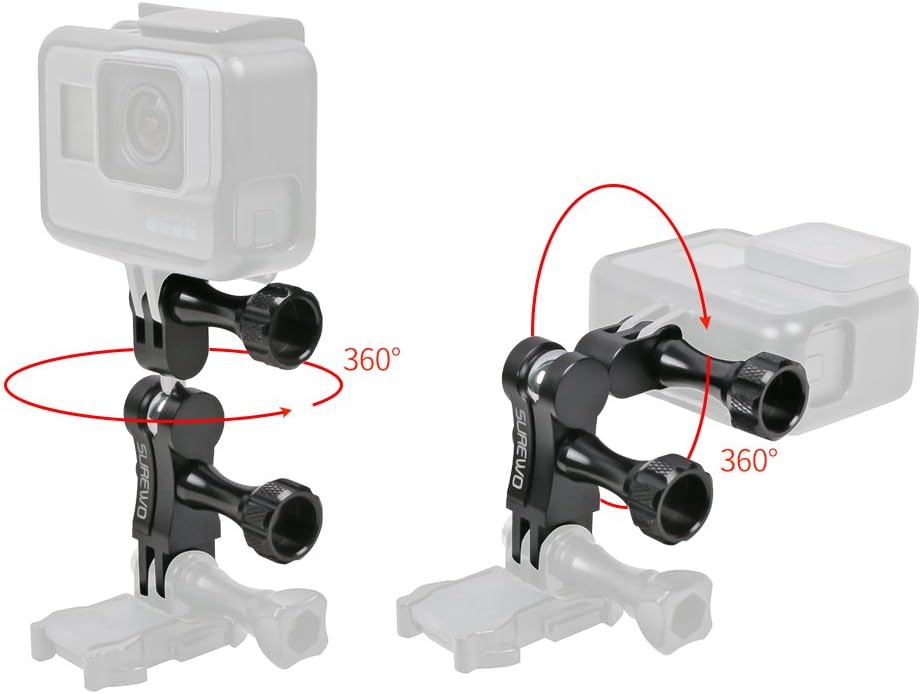 SUREWO Ball Joint Mount,Aluminum Swivel Arm Mount Compatible with Gopro Hero 13,12,11,10/9/8/7/(2018)/6/5 Black,DJI Action 5 Pro/4/3,AKASO and Most Action Cameras - Image 4