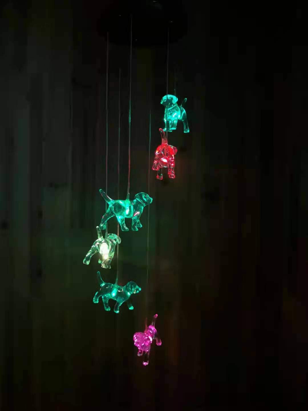 Ulalaza Solar Wind Chime Outdoor LED Color Hanging Dog lamp Mobile Solar Lights Romantic Décor for Patio Garden Yard Home Decoration
