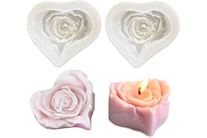 Tone Fun 2Pcs Heart-Shaped Roses Candle Silicone Molds for Making Candle, Resin, Aromatherapy Candles, Handmade Wax Soap, Home Decor, Craft