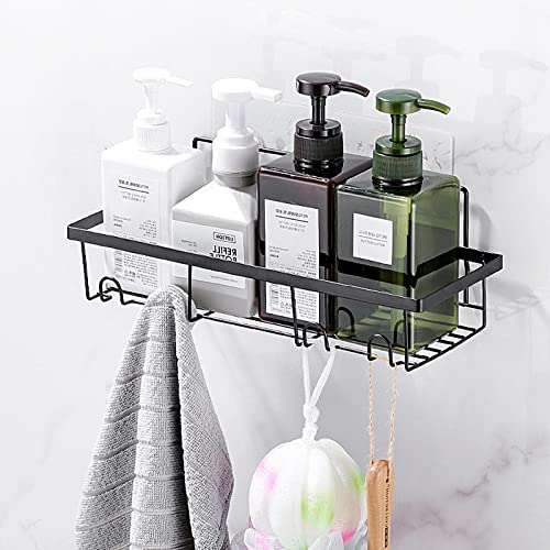Shower Bathroom Caddy, 2 Packs Shower Shelf Organizer Wall Mounted - Adhesive Shower Racks with Soap Holder Tower Bar for Bath, Kitchen, Toilet - Stainless Steel No Drilling - Black
