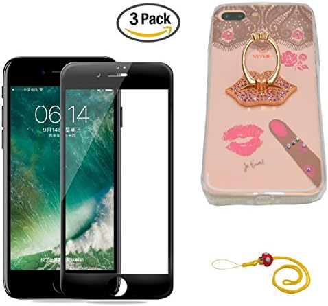 iphone 6/plus and 7/plus and 8/plus screen protector Luxury cute case Ring Holder Ultra-Thin 360° Adjustable Ring Stand Grip Mount Kickstand for iPhone 3 or 4 pcs