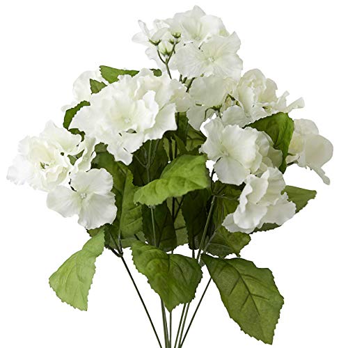 Creamy White Poly Silk Hydrangea Floral Bush | for Indoor Decor