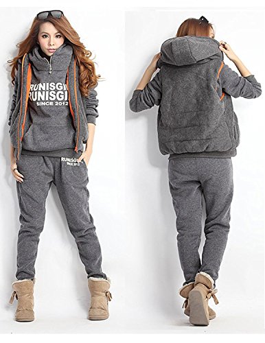 M-Queen-Damen-Casual-Sportanzug-Jogginganzug-SweatshirtSporthoseWeste-Einfarbig-Kapuzenpullover-Mit-Kapuzen-Trainingsanzug-Kapuzenjacke