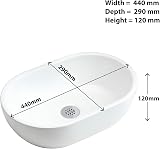 WeaShaemgLi Round Ceramic Cloakroom Basin Sink Gloss White 120x290x440mm view 2