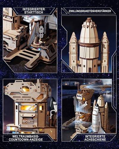 ROKR 3D Puzzle Wooden Space Shuttle, 3D Wooden Puzzle Adult Wooden Models Construction Kits, Gifts for Space Enthusiasts, Space Shuttle, LKA02