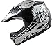 Youth Kids Black/Silver Skull Dirt Bike Flame Motocross Off-Road MX ATV Helmet (Large)