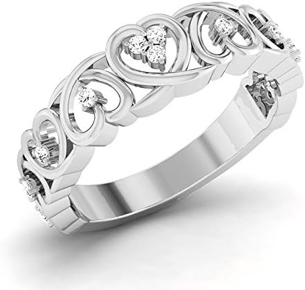 14k White Gold Diamond Scroll Heart Ring for Women .25CTW