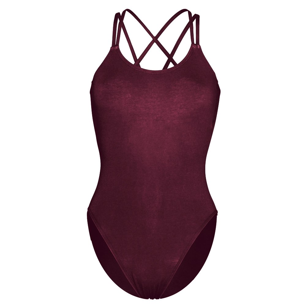 Capezio Double Strap Camisole Ballet Leotard for Women, Stretchy, Sleeveless, Womens Dance Leotard with Crisscrossed Back Straps for Jazz, Contemporary, CC123, Burgundy, Adult X-Small
