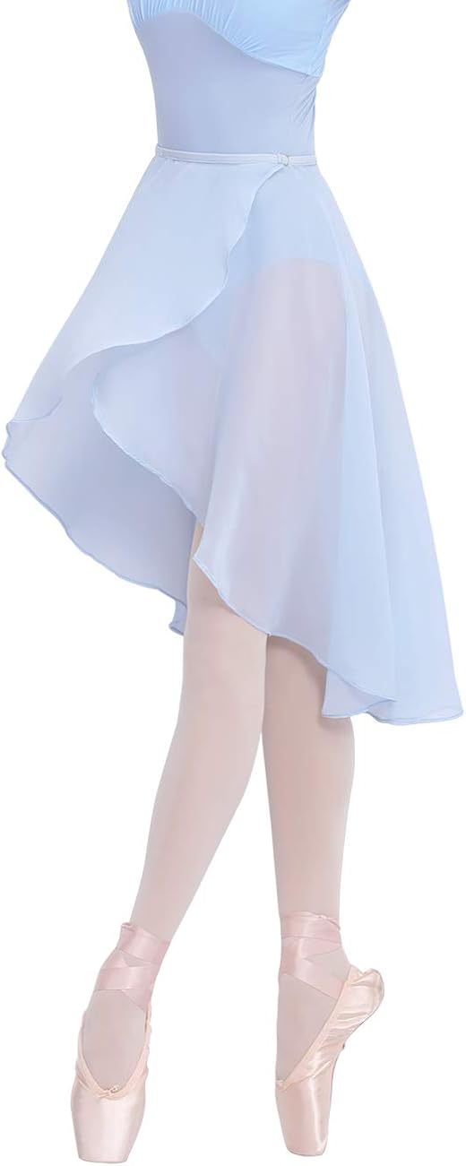 Daydance Women's Ballet Skirts Long Sheer Dance Skirts Black with Tie Waist: Clothing