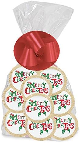 Merry Christmas Holly 24Pack Freshly Baked Individually Wrapped Party Favor Sugar Cookies