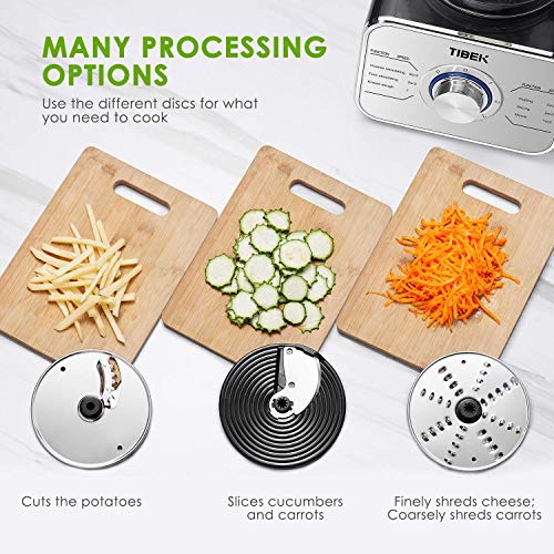 Food Processor, 12-Cup 600W Powerful Multi-Function Food Processor with LED light, Safe lock, 3 Speeds 6 Main Functions with Chopper Blade, Dough Blade, Shredder, Slicing Attachments, Silver - Thumbnail 3