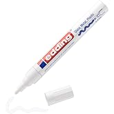 Edding 750 Gloss Paint Marker - White - 1 Paint Marker - Round Nib 2-4 mm - Paint Pen for Glass, Pebbles, Wood, Plastic, Paper - Waterproof, high Coverage