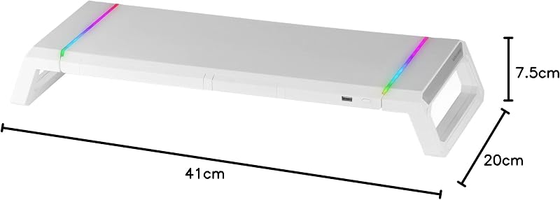 Suporte de desktop para monitores mars gaming mgs-one branco ajustável a 3 tamanhos porta usb 2.0 branca