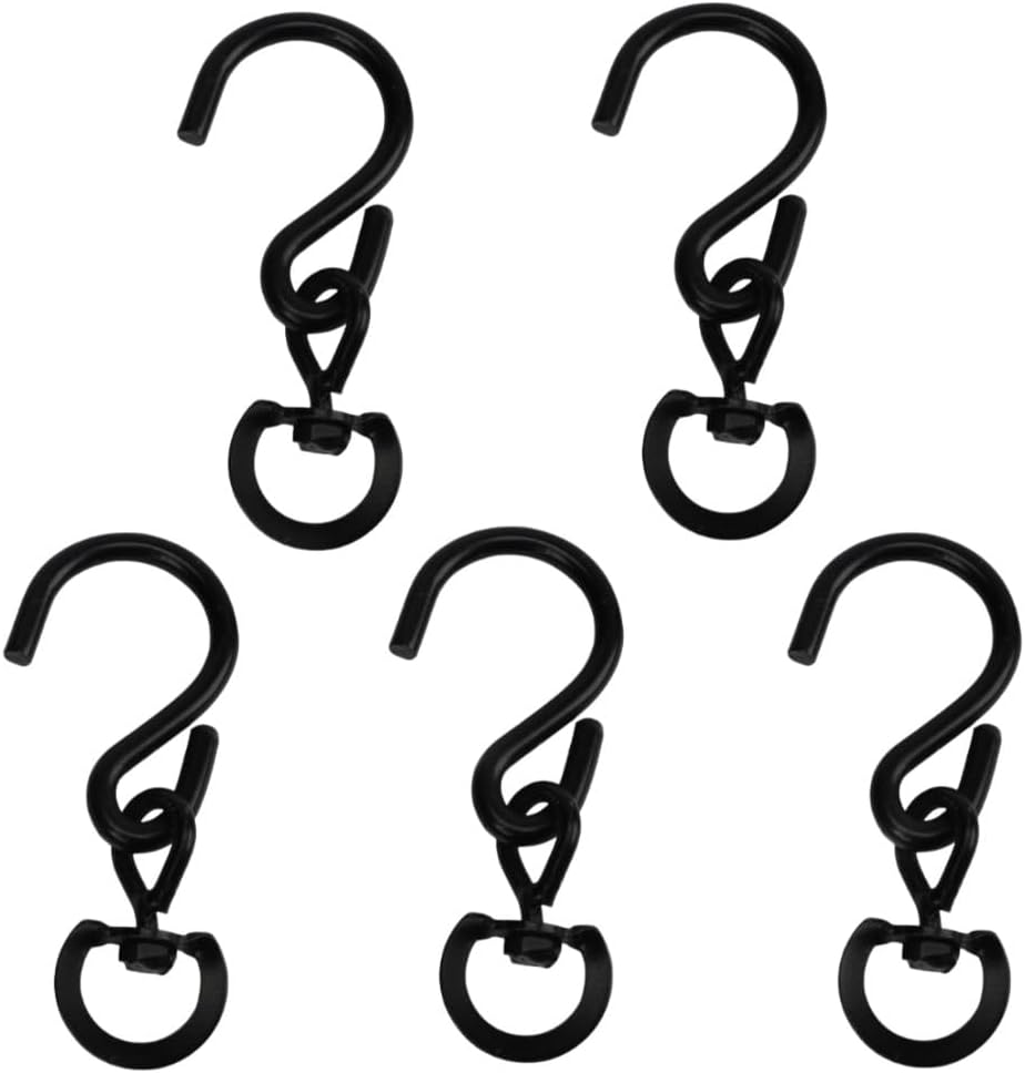 Outdoor Hanging Brackets - POFUIERKN 5 PCS Hanging Plant Swivel Hooks Swivel Extensions Spinners Heavy Duty Plant Hooks for Bird Feeder, Planters Indoor & Outdoor(Black)