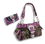 Things2die4 Polyester Womens Shoulder Handbags Camouflage Rhinestone Western Buckle Purse/Wallet Set