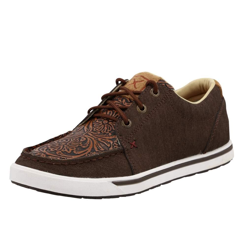 Twisted X Women's Kicks, Moc Toe, Cocoa & Tooled Brown, 5.5 M Image