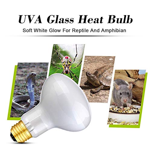 OMAYKEY 75W Basking Spot Heat Lamp Bulb Soft White Glow UVA Glass Cover Heat Lamp/Bulb/Light for Lizard Chameleon Bearded Dragon Snake Aquarium Reptile & Amphibian - 2 Pack - Thumbnail 2
