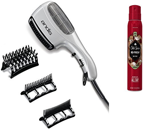 Click Here to See More Images Andis DUAL VOLTAGE Hair Dryer with Multiple Attachments and BONUS FREE OldSpice Body Spray Included
