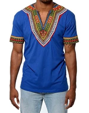 Men's Short Sleeve Casual Dashiki Style T-Shirt African Blouse Tops