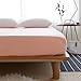 BuLuTu Cotton Deep Pocket Solid Fitted Bed Sheet Queen Pink-Breathable, Premium,Durable and Comfortable,Single Fitted Sheet Without Pillowcases