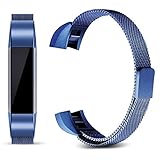 For Fitbit Alta and Alta HR Magnetic Bands, Konikit Band Milanese Loop Stainless Steel Metal Replacement Bracelet Strap, Wristbands Accessories for Women Men (Blue)