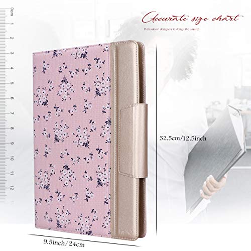 Toplive Portfolio Case Padfolio, Executive Business Document Organizer with Letter Size Clipboard, Card Holder, Tablet Sleeve(10.5), Perfect for Business School Office Conference,Floral Pink