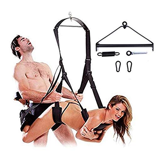 ErosMaster 360 Degree Spinning Indoor Swing š&êx with Steel Triangle Frame and Spring Support 800 lbs, Black (Black)