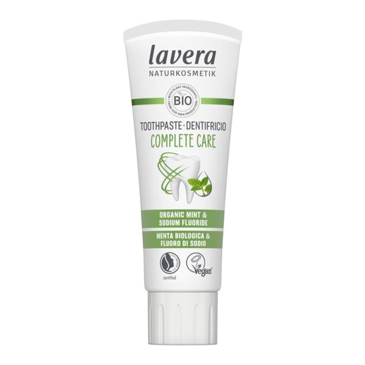 lavera Toothpaste Complete Care Mint & Sodium Fluoride 5 in 1 Protection Vegan Bio Natural & Innovative Cosmetics Organic Teeth Care 75 ml