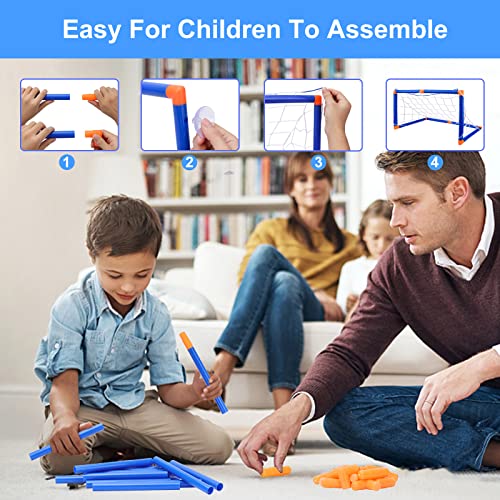 Nazano 3-in-1 Hover Soccer Ball - Kids Toy Hockey Soccer Sets with 3 Goals and LED Lights USB Rechargeable Battery Soccer Toys for Boys Girls Aged 3 4 5 6 7 8-12